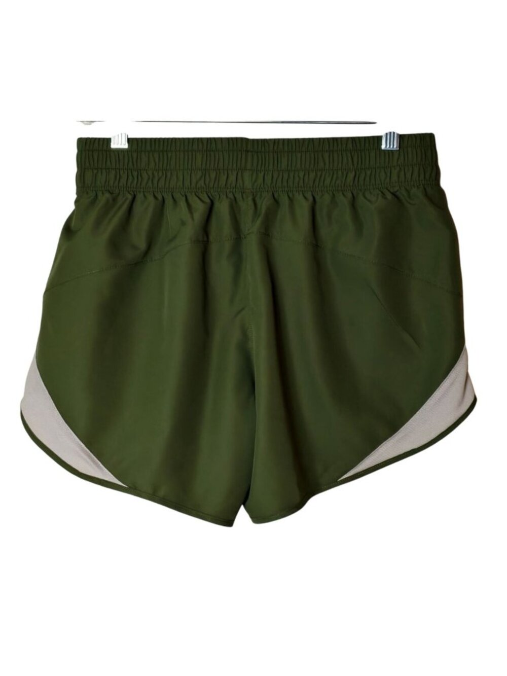 Athletic Works Womens M Running Shorts Olive Green Mesh Inserts Reflective Trim - Picture 2 of 6
